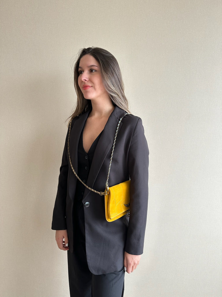 Crossbody Zadig & Voltaire Rock Bag Suede Patchwork - Mustard