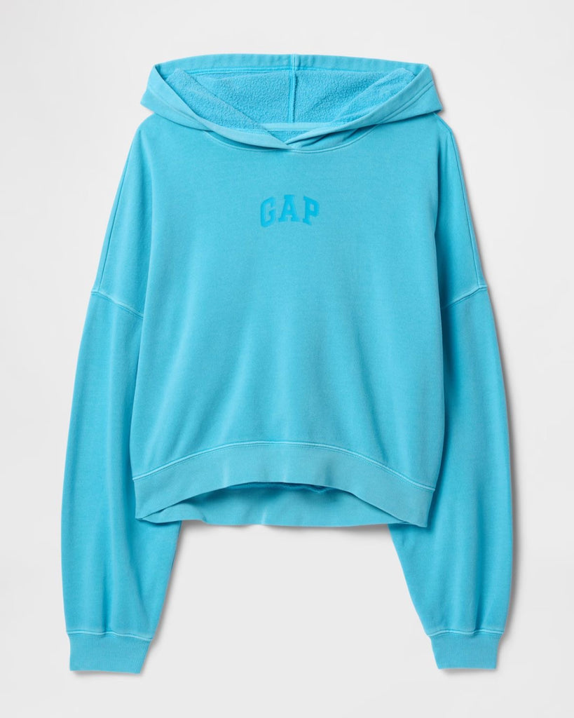 Polerón Gap Relaxed Mini-Logo Cropped Hoddie - Aquarius Blue