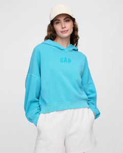 Polerón Gap Relaxed Mini-Logo Cropped Hoddie - Aquarius Blue