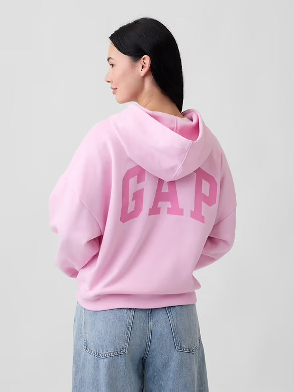 Poleron Gap Relaxed Mini-Logo Cropped Hoodie - Primrose Pink