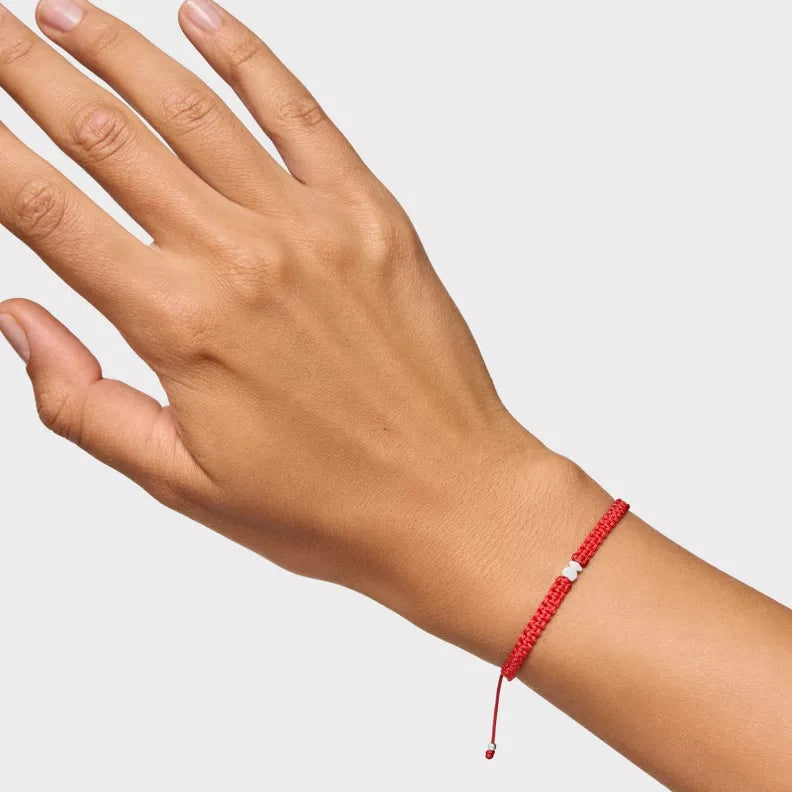 Pulsera Tous Oso de Plata y Nylon Rojo