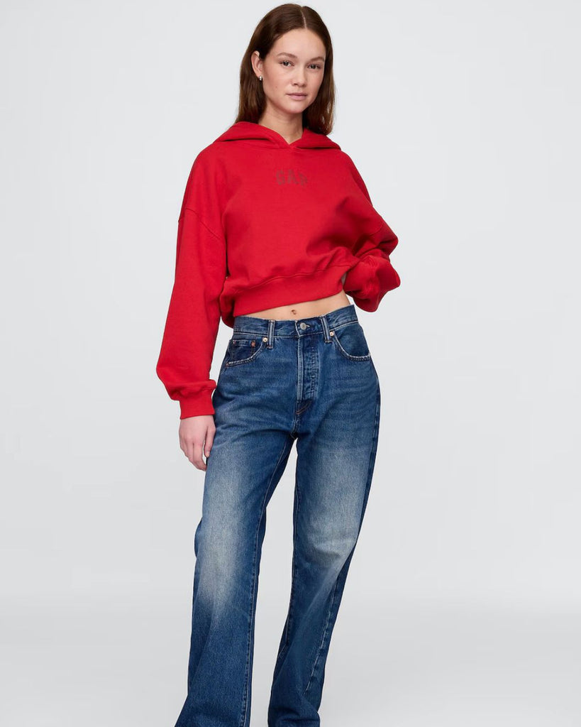 Poleron Gap VintageSoft Arch Logo Cropped Hoddie - Tomate Sauce Red