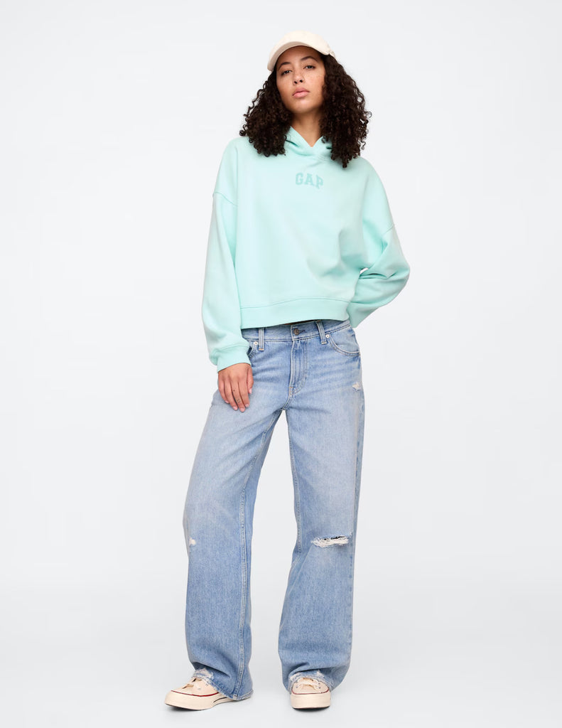 Polerón Gap Relaxed Mini-Logo Cropped Hoddie - Surf Spray Blue