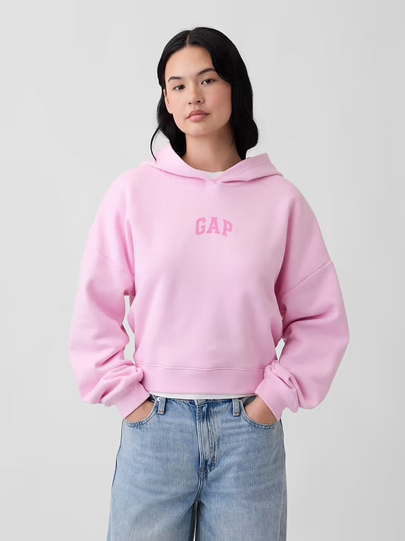 Poleron Gap Relaxed Mini-Logo Cropped Hoodie - Primrose Pink