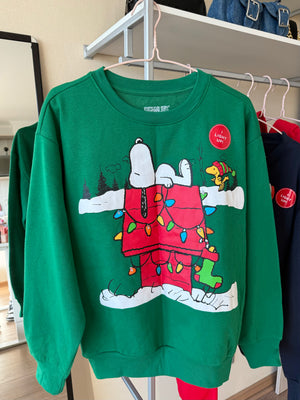 Poleron Navideño Luces - Snoopy Verde