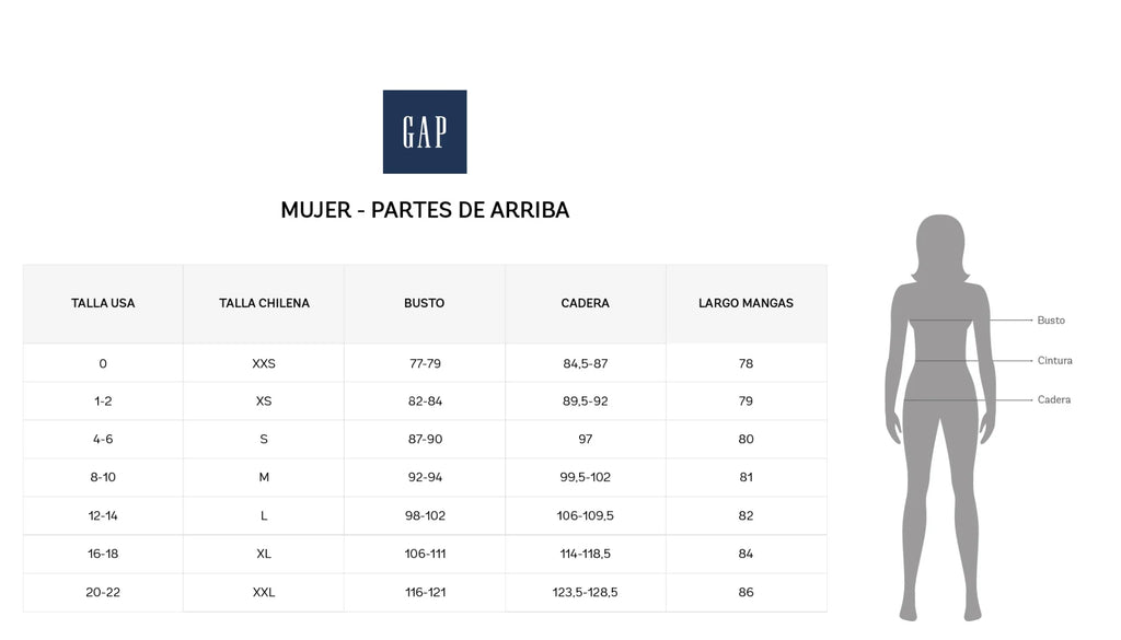 Tallas best sale de gap